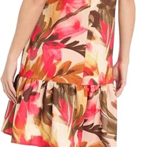 🆕 NWT R&M Richards Plus Size Coral Floral Dress 🌸 Ruffle Sleeve Church Wedding - Picture 2 of 7